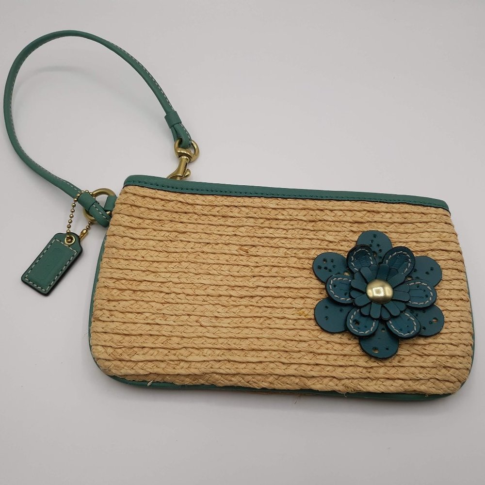NWOT COACH RARE STRAW & LEATHER WRISTLET